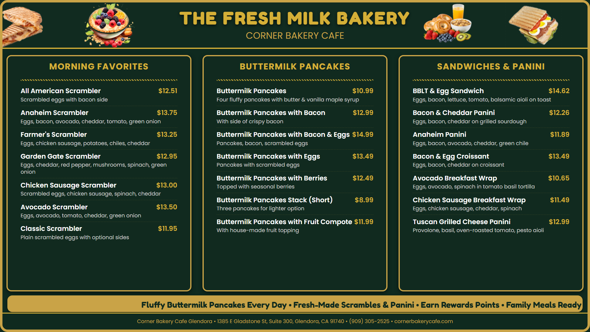 Fresh green color scheme bakery digital menu board